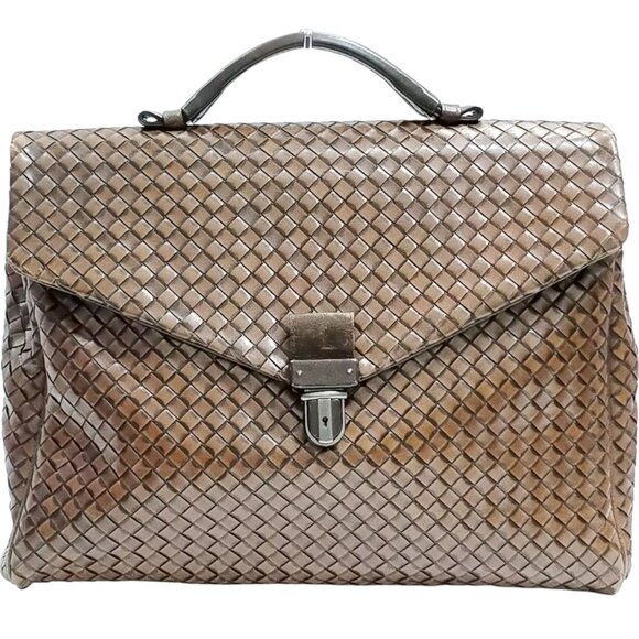 805432AK (S6) Bottega Veneta Brief Case Brown Leather - Picture 1 of 9